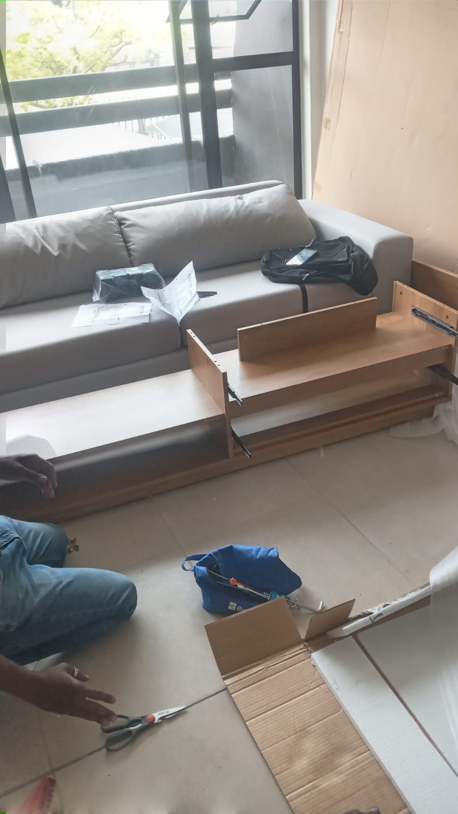 Flat-pack furniture assembly project completed in Sandton – TV stand, couch, lounge chairs and bedside pedestals